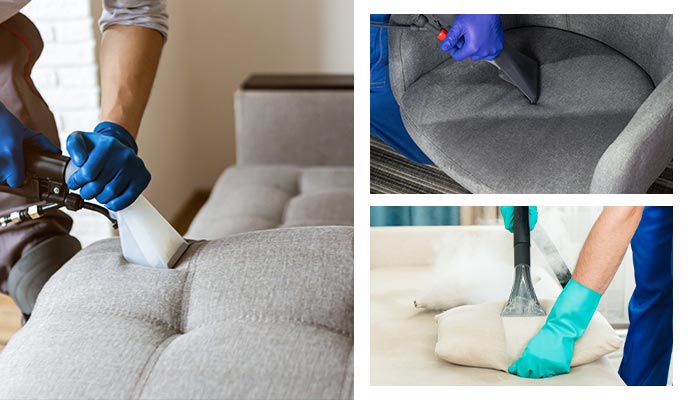 Upholstery chairs and loose pillows being professionally cleaned to maintain freshness and hygiene
